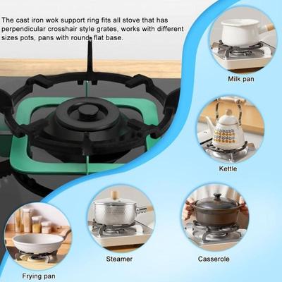 Anneaux de support pour wok de cuisine, stabilisateur pour ustensiles de cuisine en fonte, support pour casseroles sur plaque de cuisson à gaz