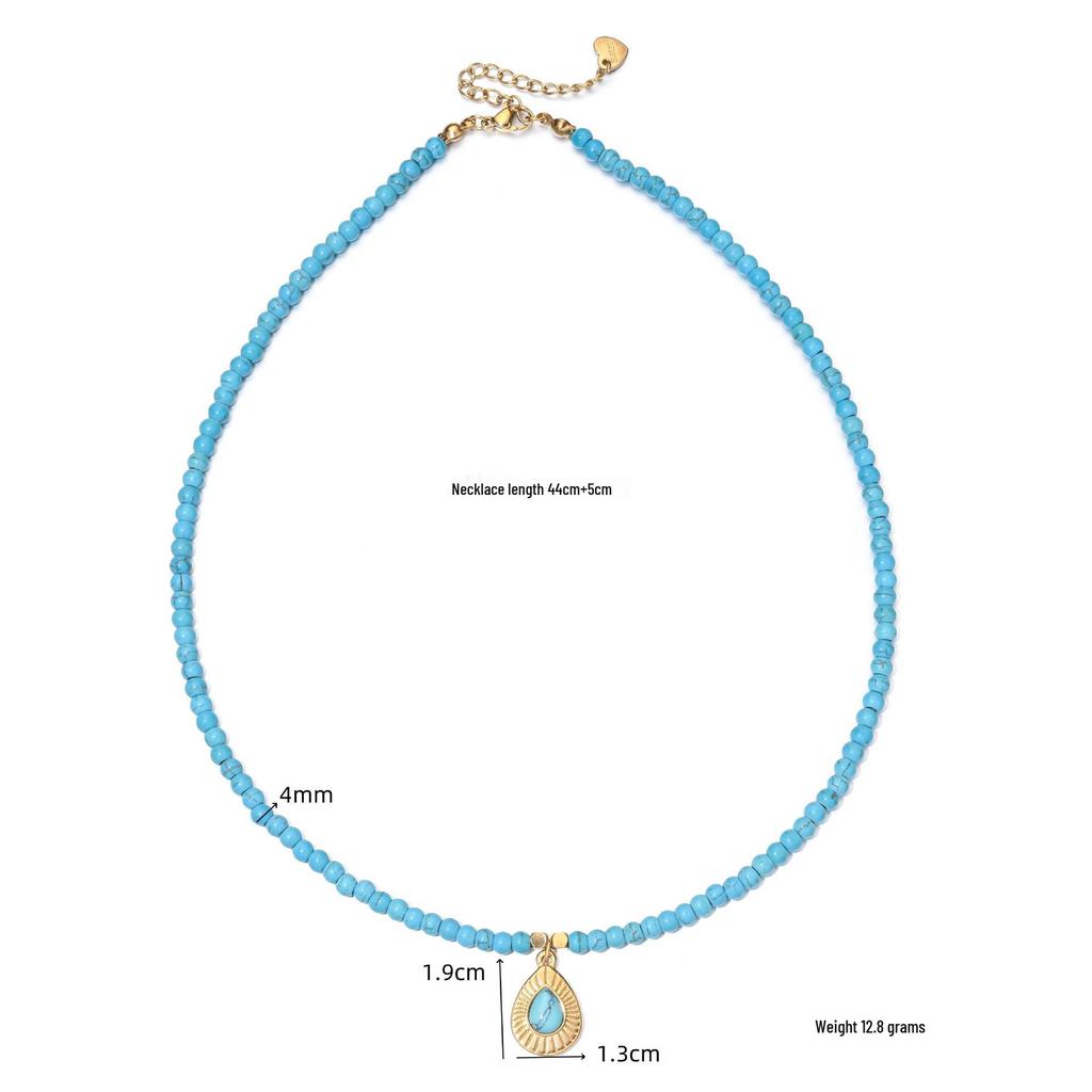 Elegante Süßwasserperlen- und Farbedelstein-Halskette mit Schlüsselbein-Kette aus Edelstahl