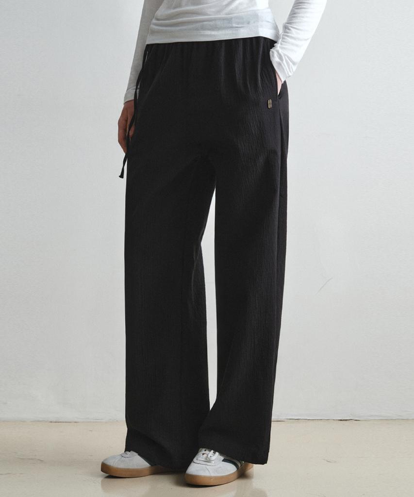 Wednesday Oasis For Woman Side String Linen Wide Pants_Black(W26Pt01)