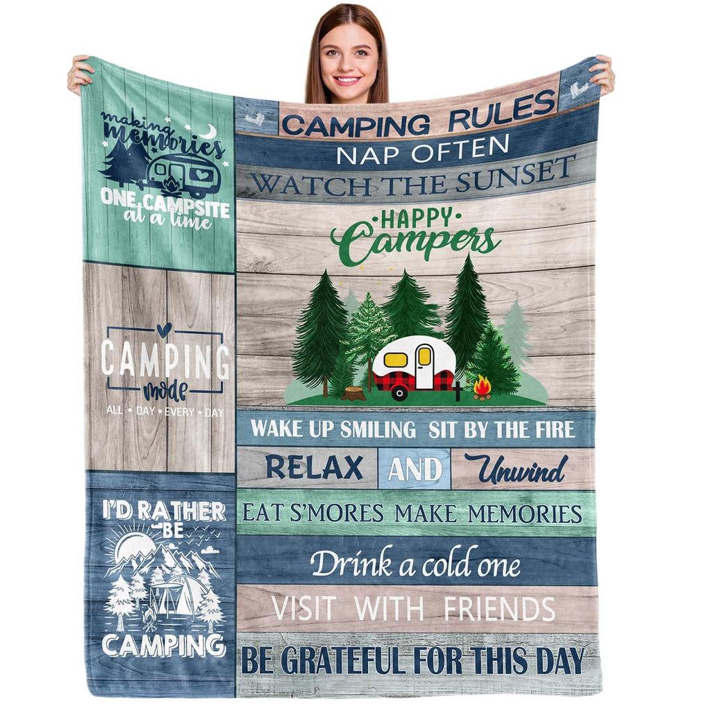 Camping Series Green Tree Printed Blanket Men'S And Women'S Four Seasons Available Soft Blanket Flannel Blanket