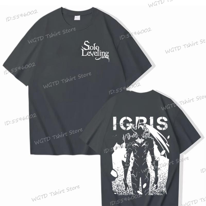 100% Cotton T-shirt for Men Solo Leveling Sung Jin-woo Cool Short Sleeve Tee Anime Fans Gifts High Quality Male Top T-shirts