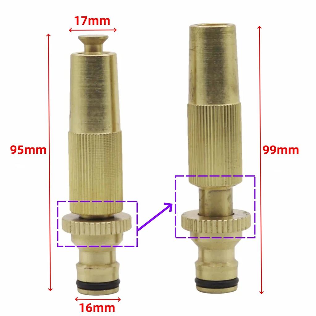 1Set/4Pcs 16mm Nipple Interface High-Pressure Copper Spray Gun 3 Modes Adjustable Garden Lawn Irrigation Car Washing Water Gun