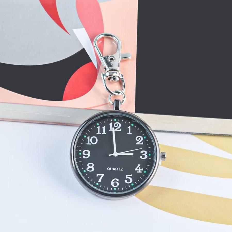Pocket Watches Luminous Exam Quartz Pocket Watch with Keyring Hanging Keychain Chest watch for Nurses Doctors Students Child
