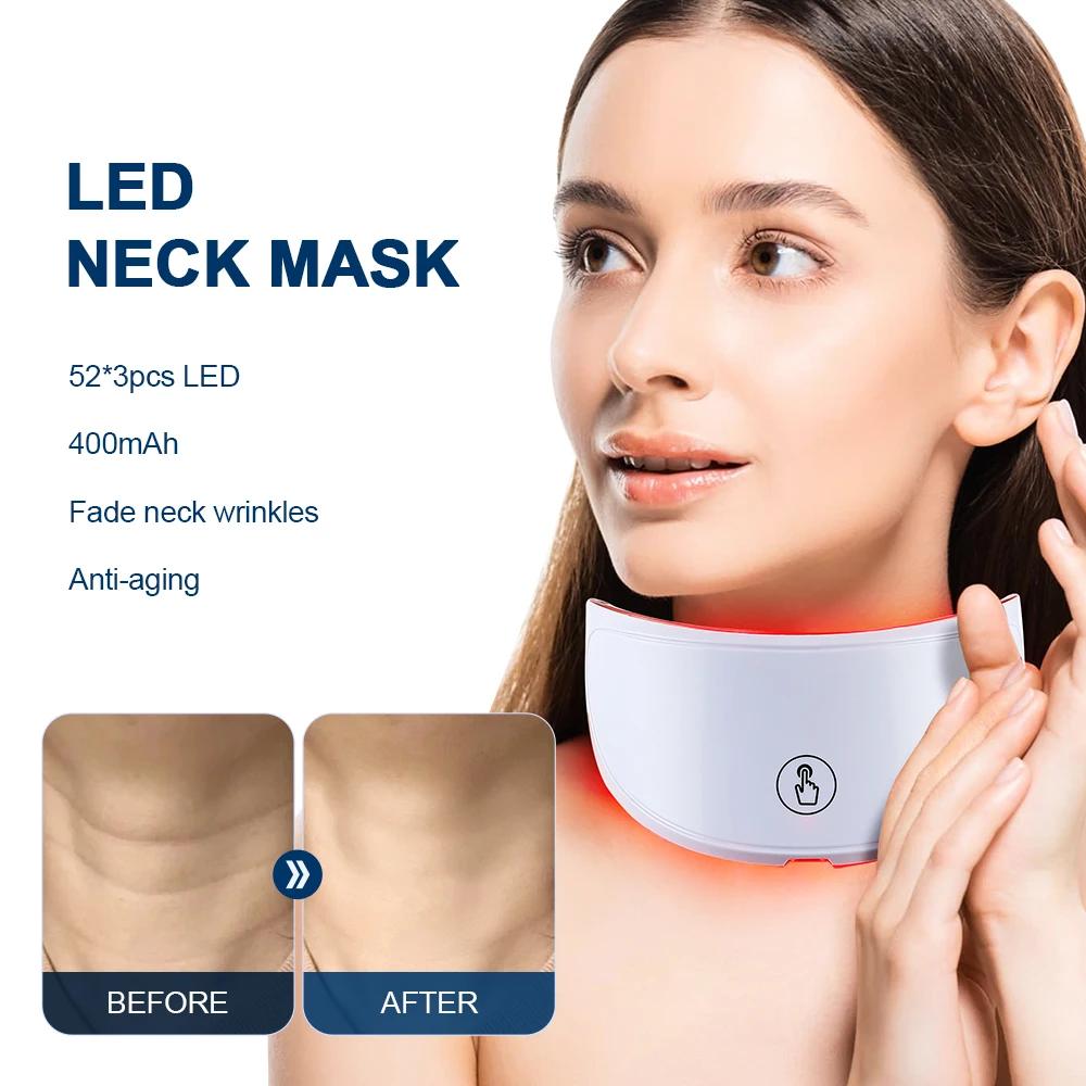 NUEVA Máscara LED para el Cuello 7 Colores Fotón Antiarrugas Aclaradora de la Piel Máscara de Belleza para el Cuello Reafirmante de la Piel Eliminador de Arrugas del Cuello Cuidado de la Piel