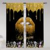 2pcs Lips Printed Translucent Curtains Multi-scene Polyester Rod Pocket Decor Curtains For Living Room Playroom Bedroom Home