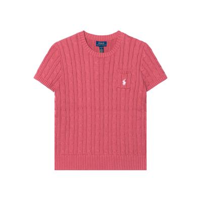 Polo Pullover Ss25 Zopfmuster Baumwolle Slim Fit Kurzarm Kinder Oberteile Rosérosa 313945437-007