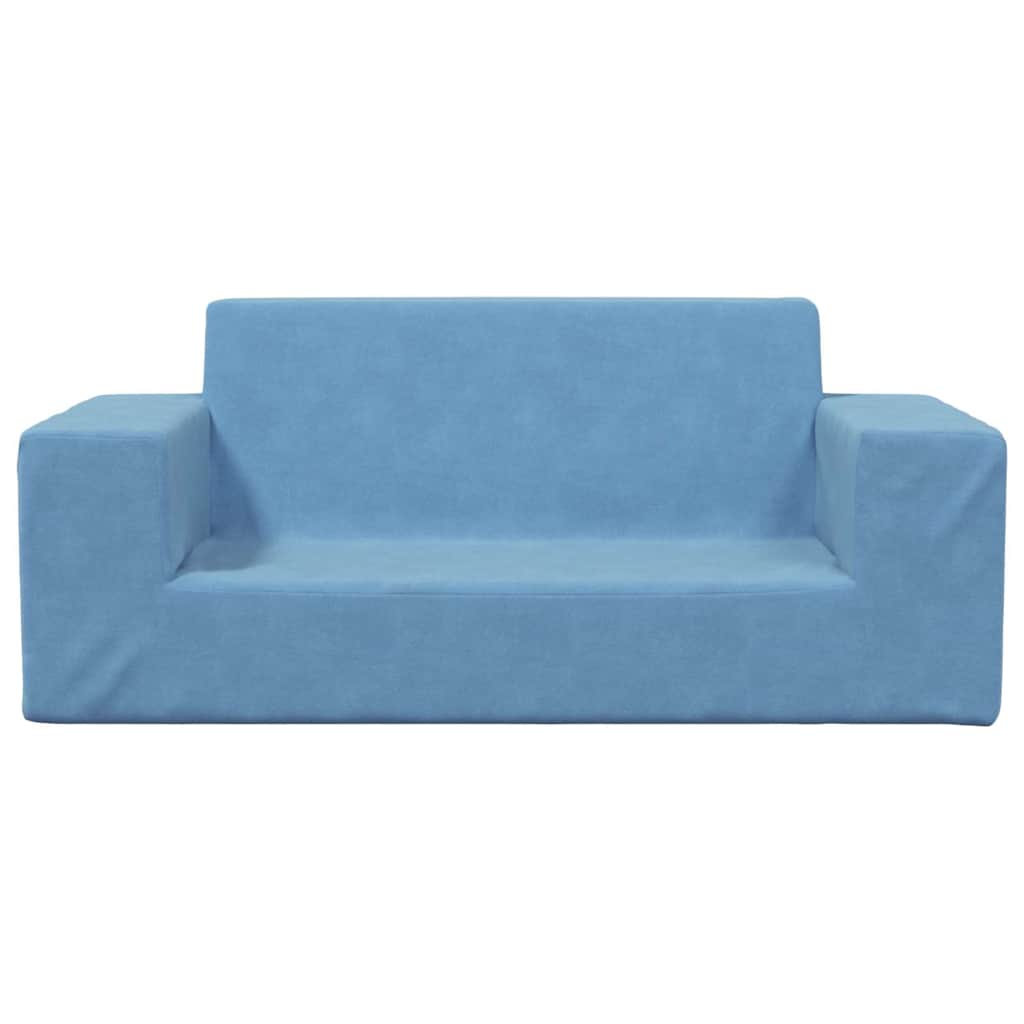 Vidaxl 2-Os. Sofa For Children, Blue, Soft Plush