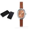 Sunlifex Fashion Oval Quartz Watch Women Leather Strap Ankora Red Luxury Minimalist Style
