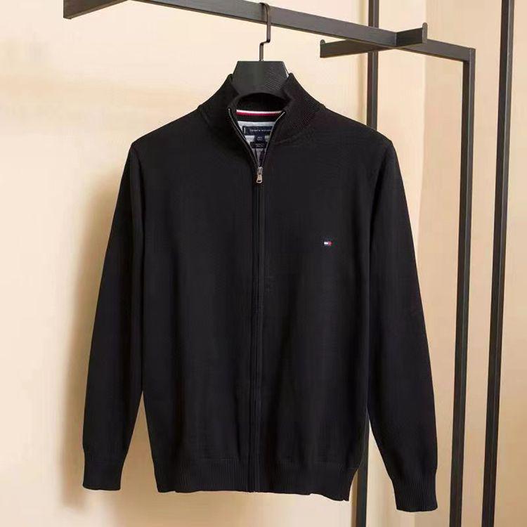 Tommy Men's High-Neck Embroidered Zipper Cardigan Sweater, Autumn/Winter '23 Collection