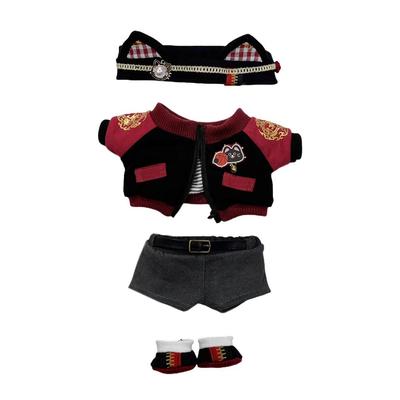 Niannyyhouse 15cm Plush Clothes Set with Red Flame Headwear, Coat, Shorts, Shoes, and Accessories (15cm)