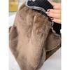 2024 Autumn/Winter Chenille Fleece-Lined Elastic Waist Straight-Leg Pants for Middle-Aged & Elderly Women