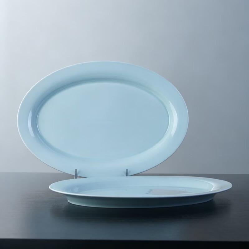 Haoya 12-Inch Celadon Ceramic Fish Plate Set