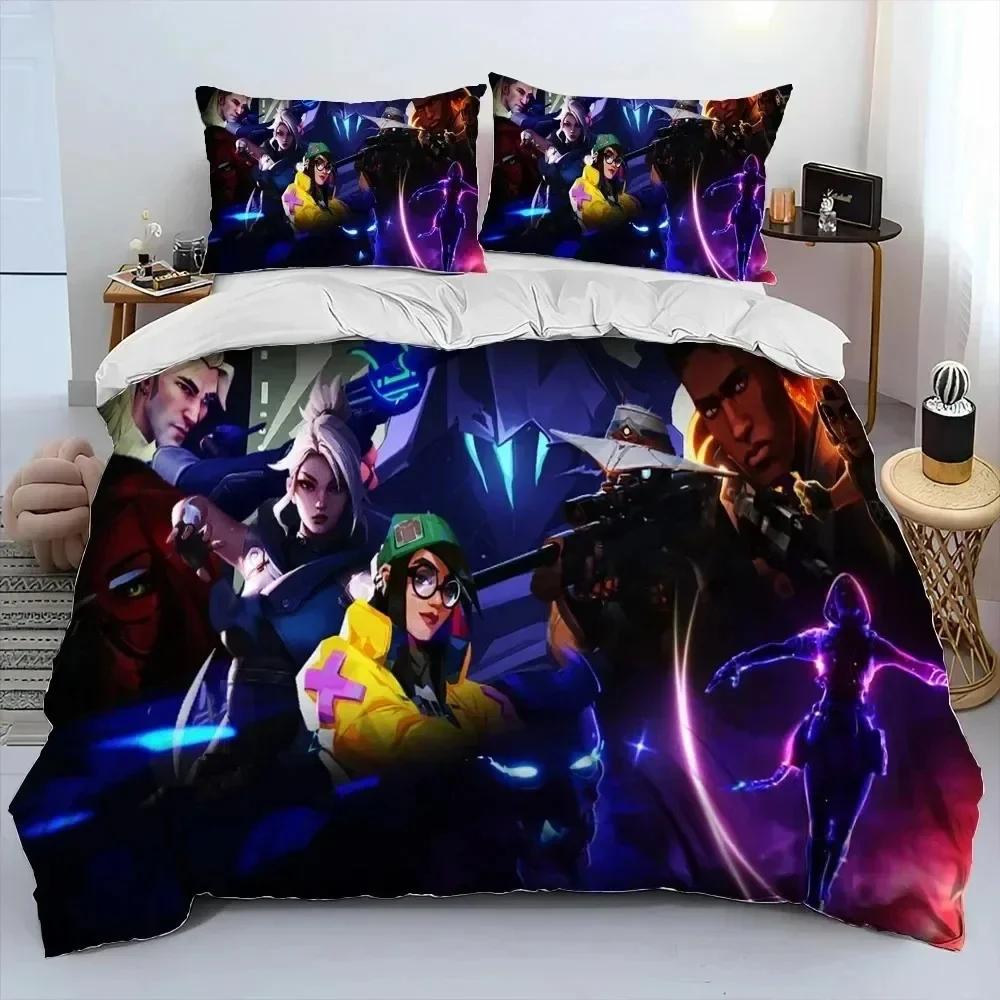 Luxury New 3D Print VALORANT Game Bedding Set Duvet Cover Bed Set Quilt Cover Pillowcase king Queen Size Boys Adult Bedding Set