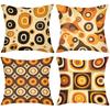 Retro Patterned Cushions With Orange Brown Circles Polyester pillowcase, sofa decorative cushion cov Headboard Pillow