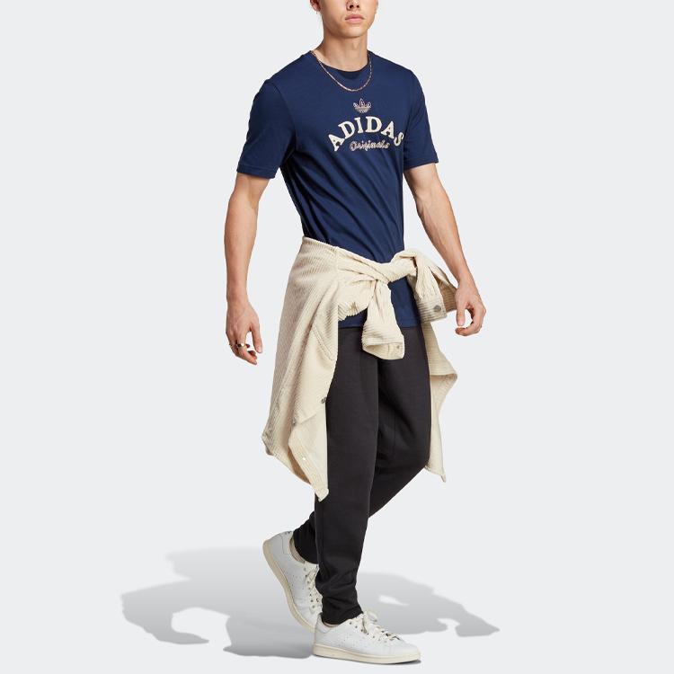 Adidas Originals Graphics Archive Tee Letter Logo Print Sports Short Sleeve T-shirt Men Tops Deep-Indigo IC5764
