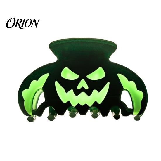 Fluorescent Pumpkin Hair Accessories Halloween Claw Clips, Luminous Ghost Pattern Acrylic Anti-slip Creative Party Gifts Glow in The Dark Grippers for