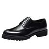 Britische Freizeitschuhe aus Leder Herren Business-Kleid Echtes Leder Glänzendes Leder Schwarz Dicksohlige Erhöhung Herrenschuhe