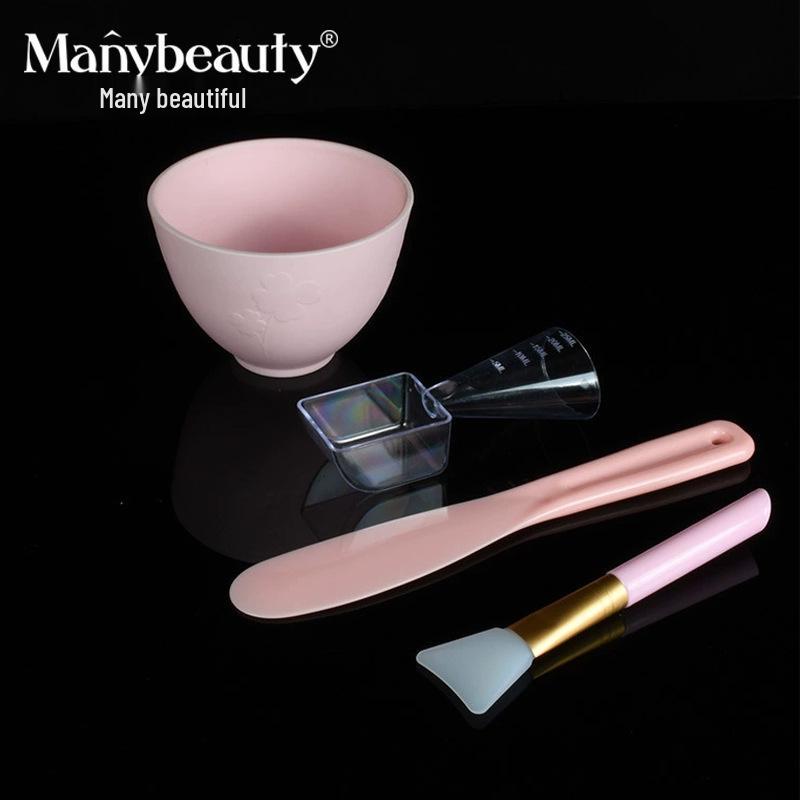 Four-Piece Clover Mixing Bowl Set: Silicone Mask Bowl & Beauty Salon Tool Kit.