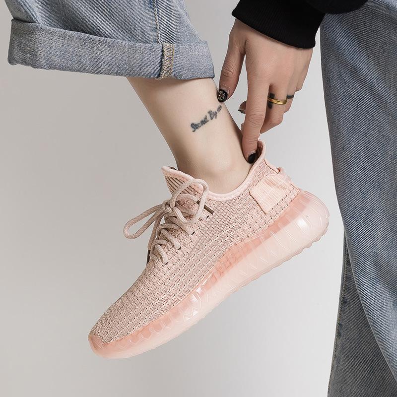 ins Korean version of couple coconut shoes women's summer new popcorn breathable fly-woven fitness running shoes