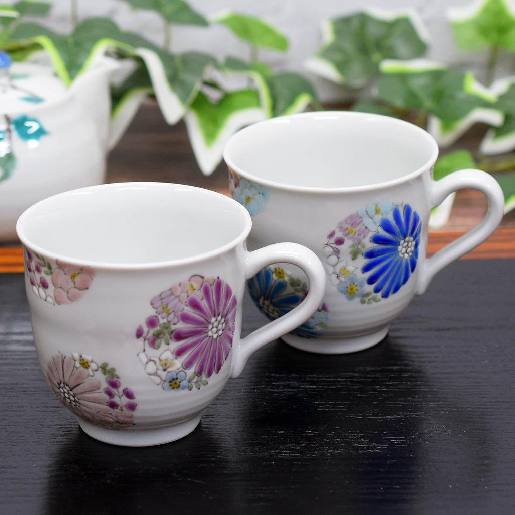 Waza No Kura Stylish Mug Pair Set Kutani Ware Hana Pottery Luxury Brand Tableware Made In Japan