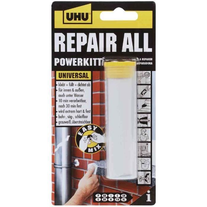 Pâte à réparer - UHU - REPAIR ALL - 60g - Séchage rapide - Résistant à l'eau - Durcissement extrême