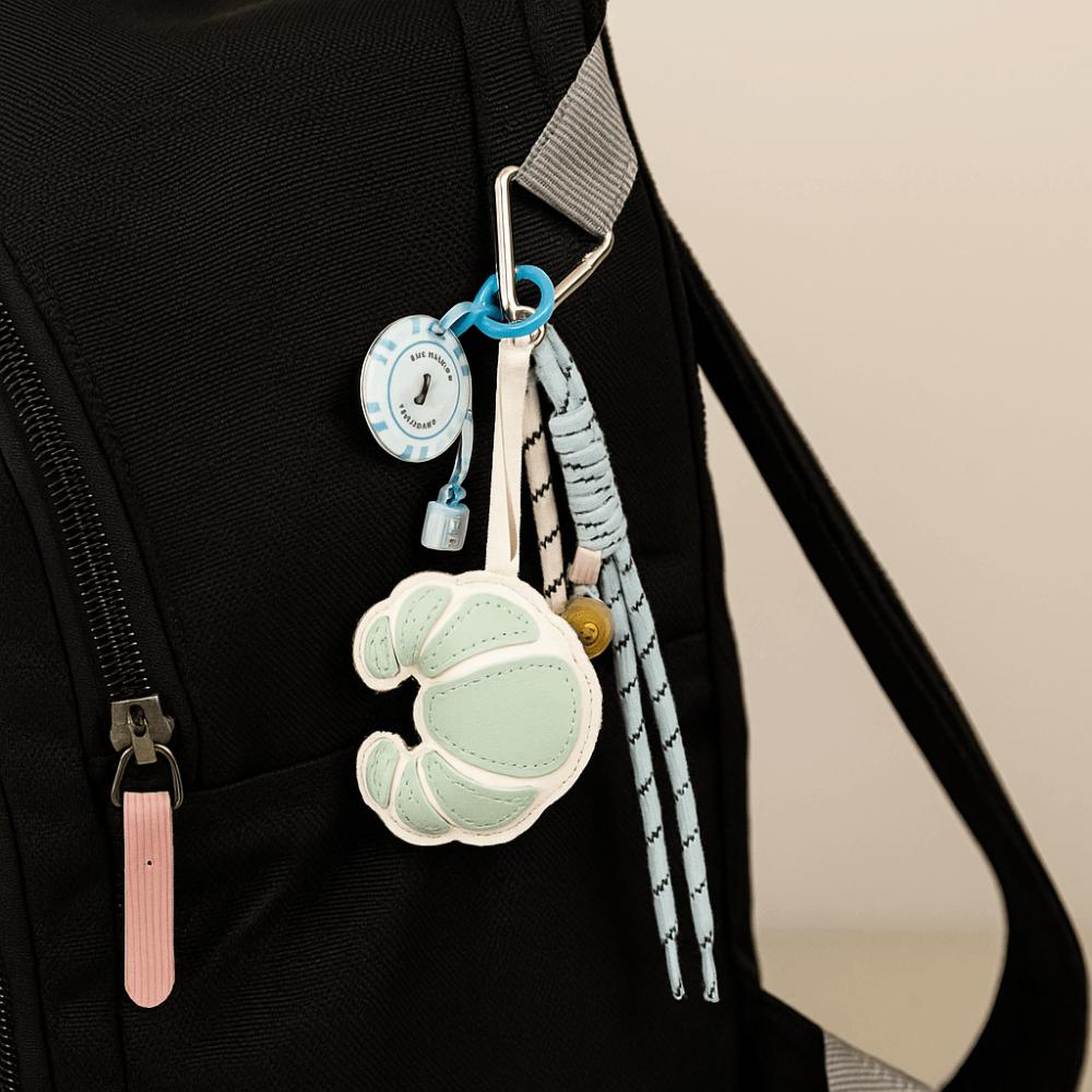 Hand-Woven Ladies Horn Bag Pendant Diy Braided Rope Pu Leather Bread Keychain  Home Decor