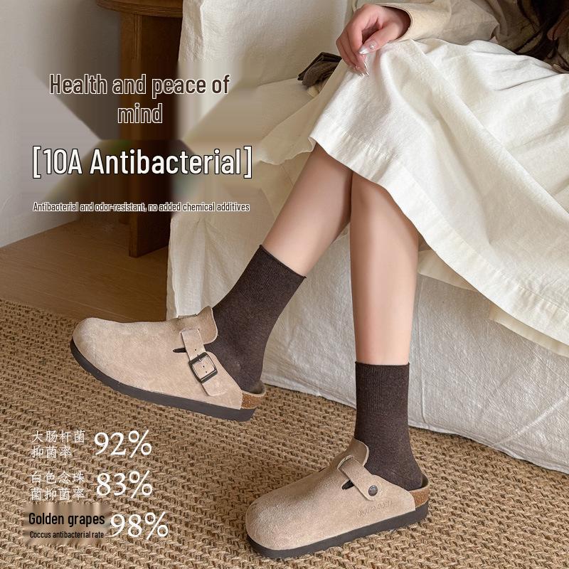 Women's Loose-Mouth Pure Cotton Mid-Calf Socks - Anti-Constriction, Antibacterial, Anti-Odor, Suitable for Autumn & Winter
