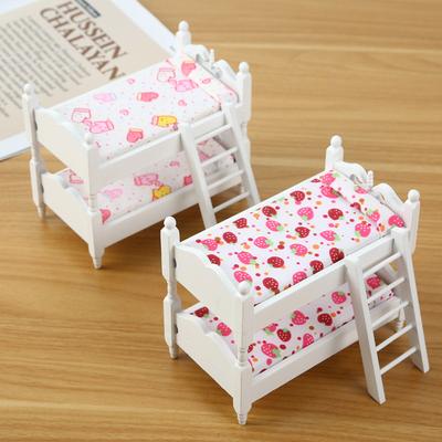1:12 Dollhouse Miniature Bunk Bed Toy Stacking Bed Furniture Home Model Decor Toy Doll House Accessories