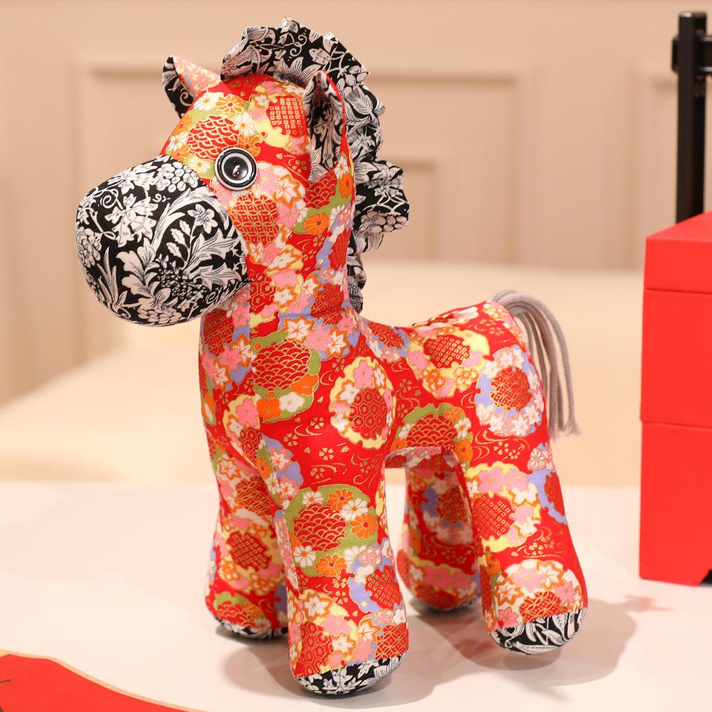Folk Flower Cloth Horse Doll Year of the Horse Mascot Doll Plush Toy Zodiac Cloth Art Horse Doll Gift