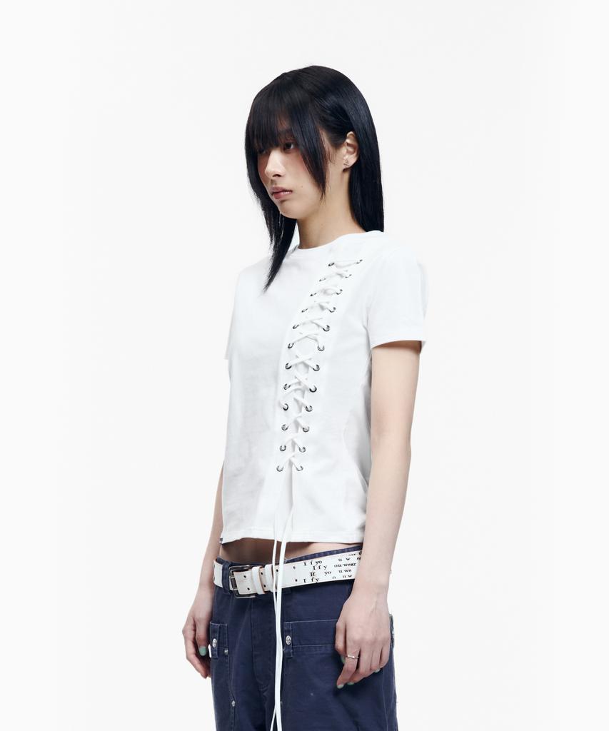 AAKAM Eyelet Corset Half Top (White)