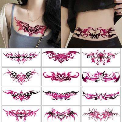 9 Sheets Temporary Tattoo Back Abdominal and Chest Tattoo Stickers Tattoo Abdominal Sexy  Accessories