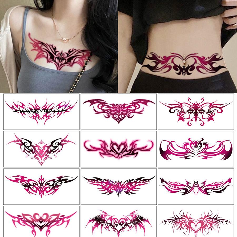 temporary tattoo Sexy Abdominal and Chest Tattoo Stickers 9 Sheets Abdominal Tattoo Back  High Quality