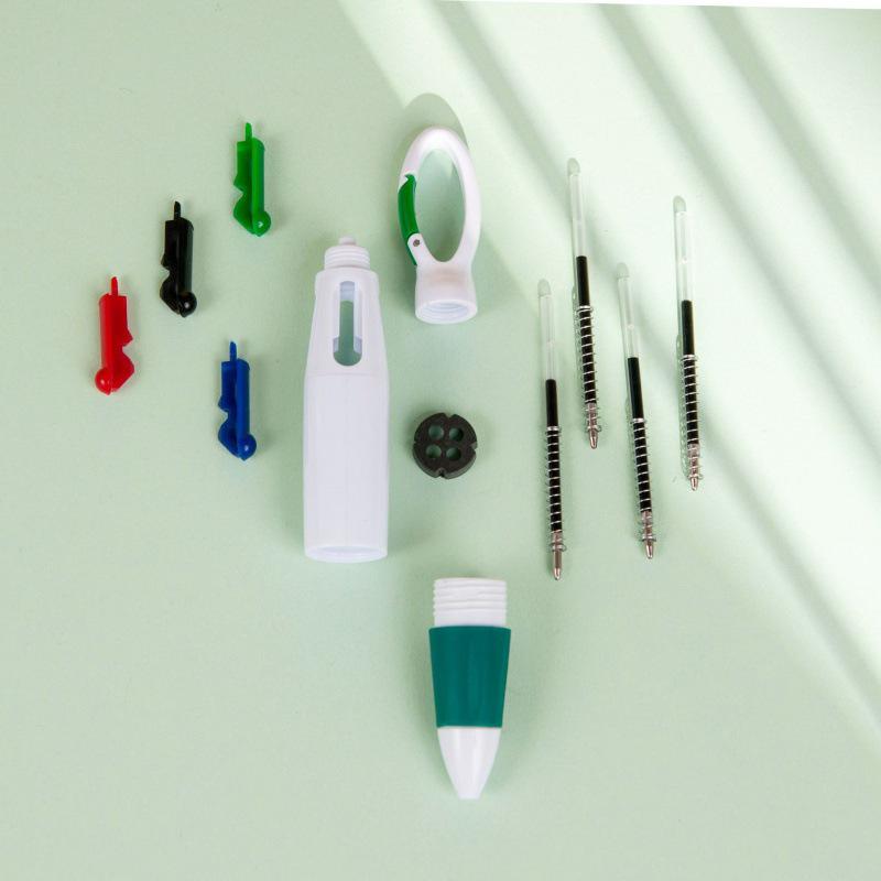 Morandi Color Student Daily 4-Color Ballpoint Pen with Carabiner