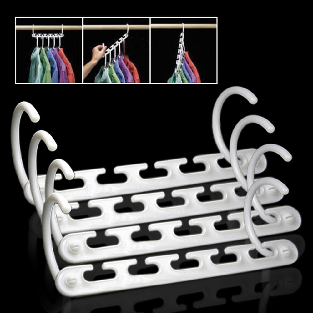 8 4 2 1 ABS Plastic Magic Wonder Hangers Closet Space Saver Smart Organizer Clothes With 2 Hooks