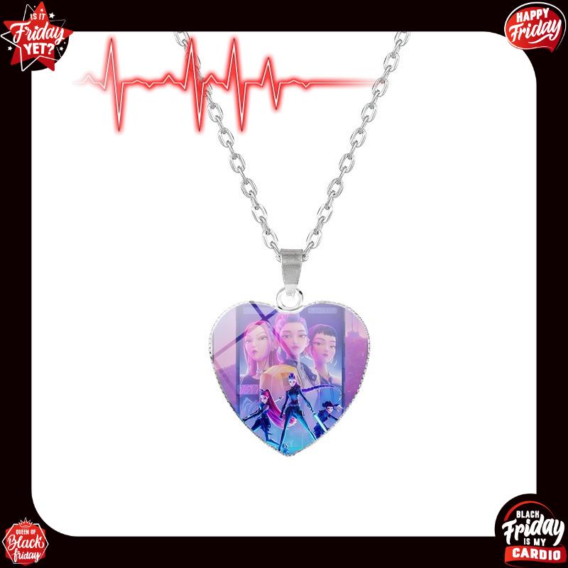 1 sztuka Akcesoria Anime K-pop Łowcy Demonów Klejnot Czasu Naszyjnik Serce Szczęśliwy Naszyjnik Prezent dla Dziewczynek Prezent Urodzinowy Prezent Świąteczny