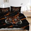 3pcs Orange Stripes Tiger Quilt Set Cartoon Themed Bed Quilt Set Lovely Character Bedroom Decor Bed Quilt Set Four Seasons (1 Cover + 2Pillowcase