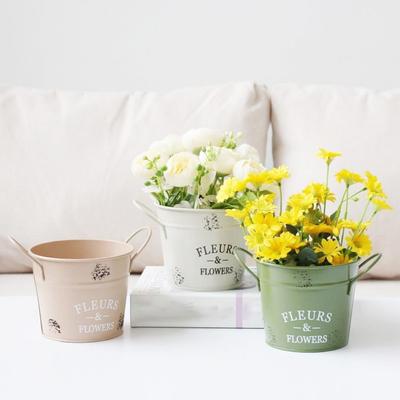 Decorative Iron Planter Pot Handicraft Flower Bucket Ornament Round Flower Pot  Succulent