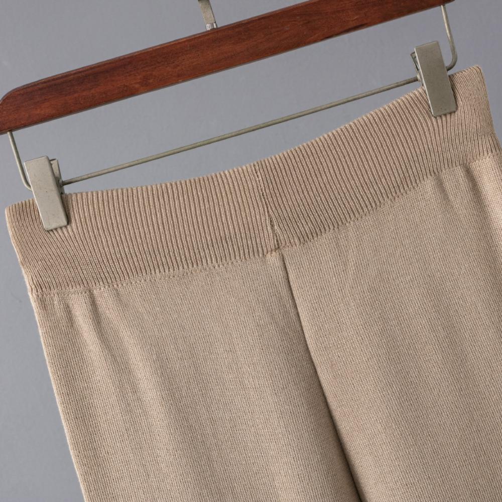 Pletené kalhoty se širokými nohavicemi, pas, svetrový oblek, dámský jarní a podzimní volný módní temperamentní dvoudílný oblek