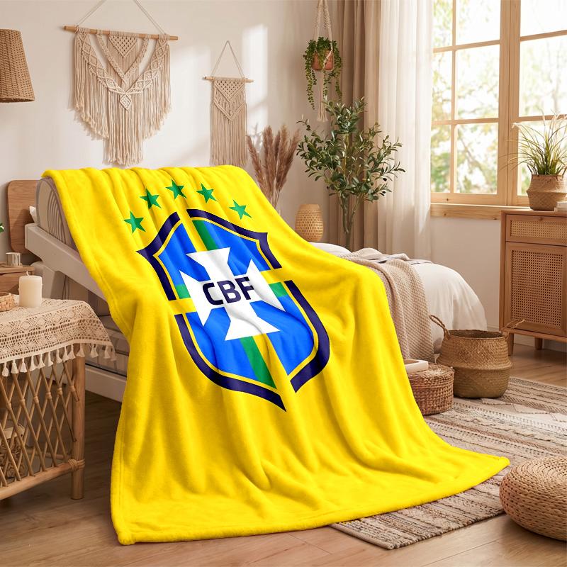 Brazil national football team Print Flannel Blanket Soft Warm Sofa Bed Throw Blanket For Home Office Bedroom