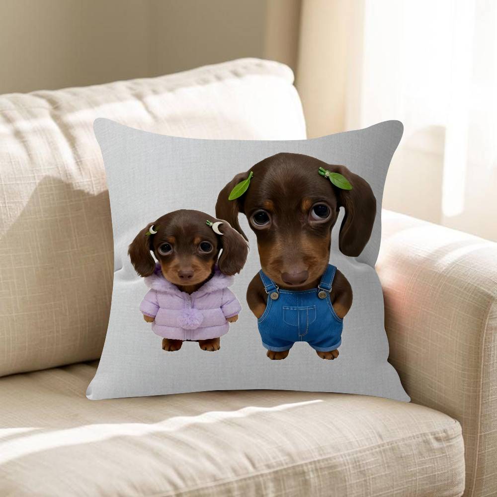 Cute Dachshund Dog Cushion Cover Inches Farmhouse Decor Home Throw Pillow Covers For Couch Decorations