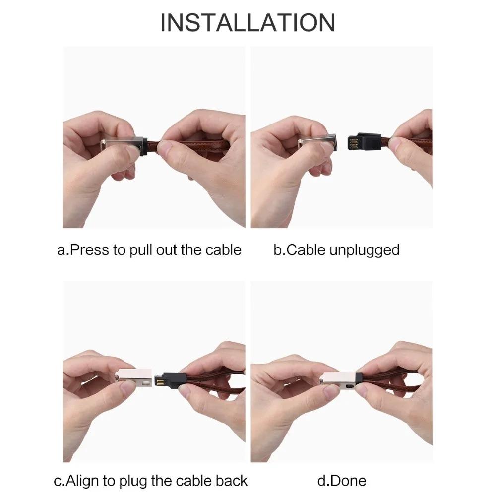 Original USB Cable Mini Keychain Metal Leather Wire Sync Data Charger For iPhone X 8 6 7 6s plus 5 iPad Mobile Phone Cables