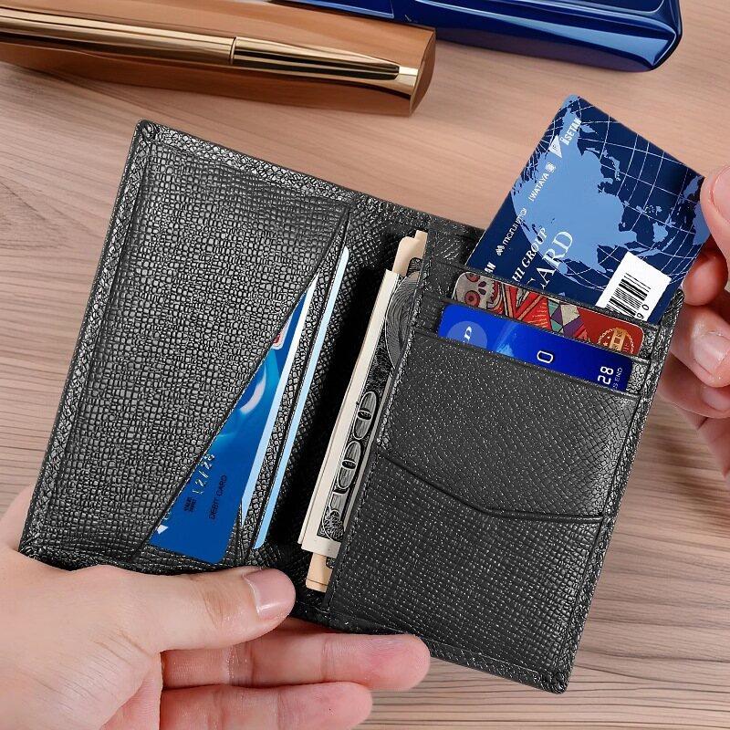 Advanced Top Layer Cowhide Anti Demagnetization Pocket Wallet with Multiple Card Slots, RFID Anti-theft Card Holder, Men's and Women's Real Pickup Bag