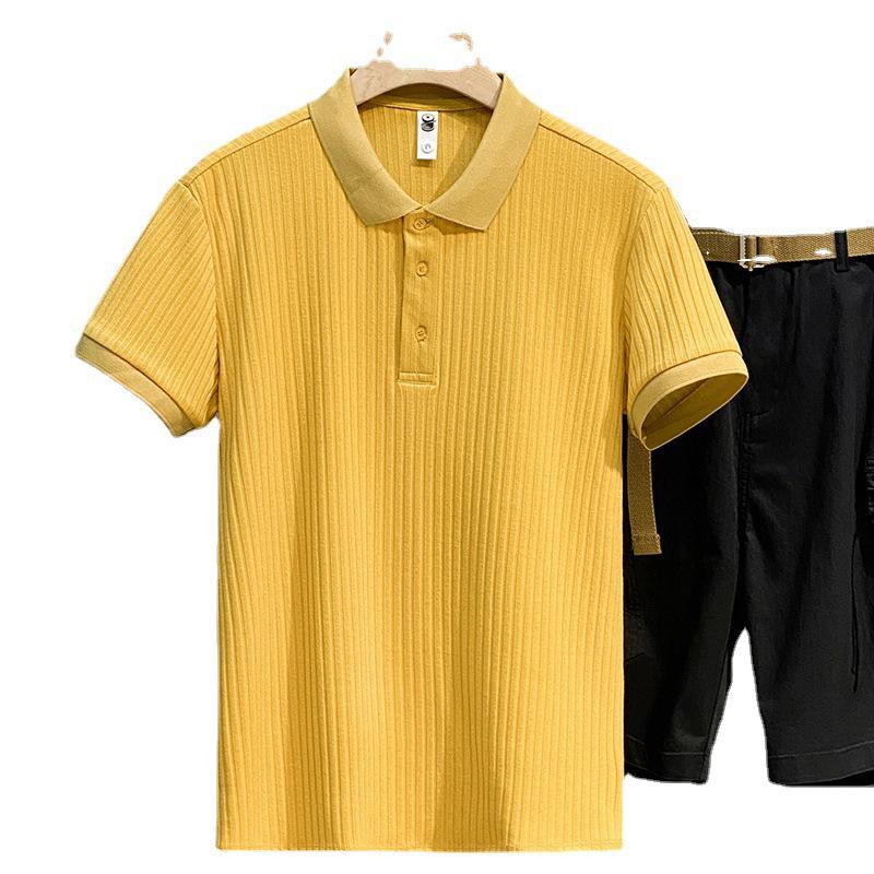 2023 Trendy Mercerized Knitted Polo Shirt – Striped, Short-Sleeved, Lapel Men's Summer Top