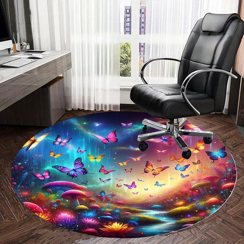 1pc Office Carpet Chair Mats Fantasy Butterfly Garden Perfect for Decorating Office Chairs, Living Rooms, Or Bedrooms