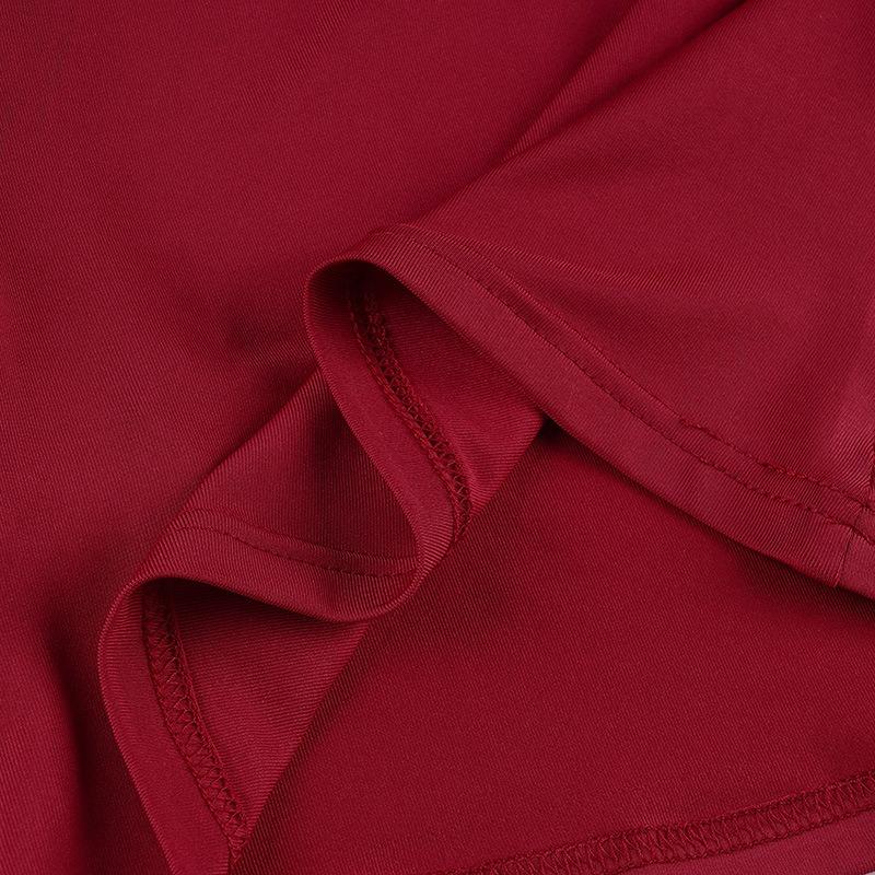 Women Red Square Neck Lace Trim Bow Detail Short Sleeve Slim Fit Casual Blouse