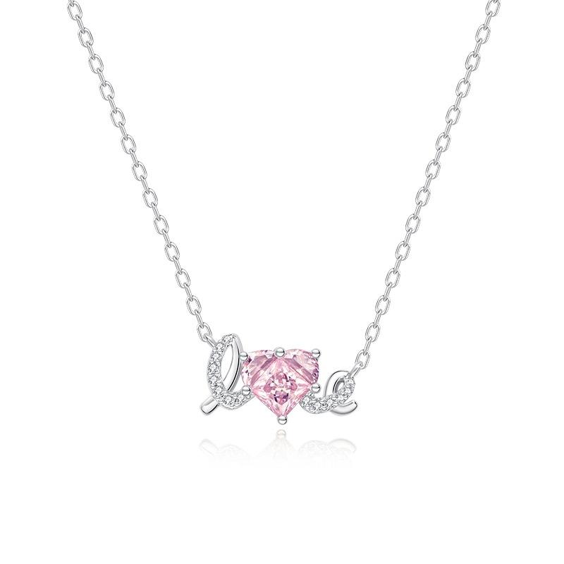 925 Silver Heart Necklace for Women , Lightweight Zircon Inlay Pendant , Fashionable Daily Wear Jewelry 925 silver алмаз