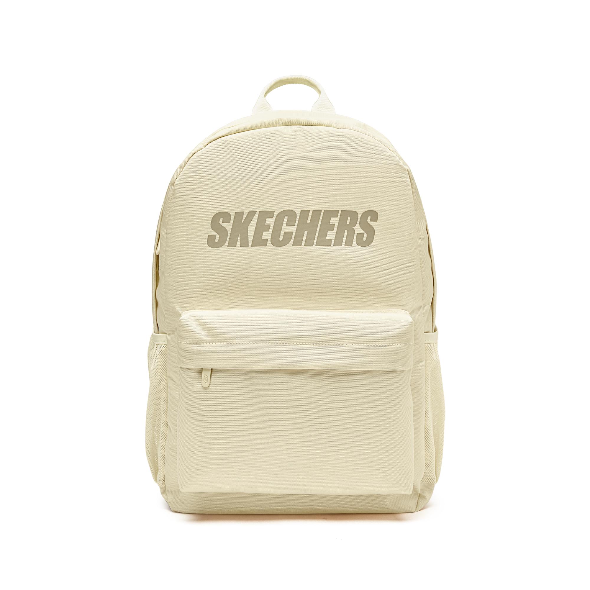 Skechers 18L Brand Logo Zipper Closure Fabric Backpack Unisex Backpack Light-Sand-Yellow L223U201-02R0 Light Sand Yellow