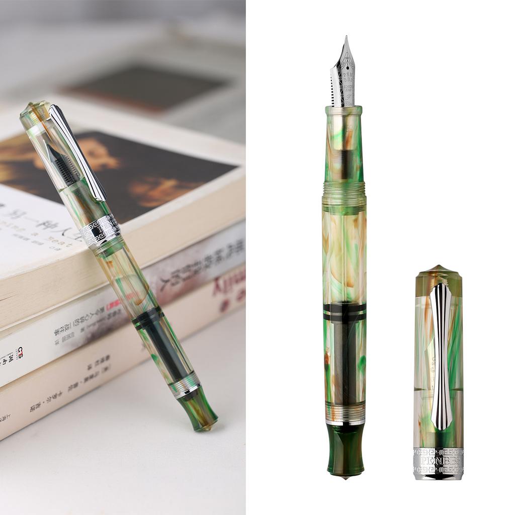 PENBBS 470 Vacuum Filling Fountain Pen Blade/Round Nib Pen Large Capacity Transparent Acrylic Business Writing Gift Pen