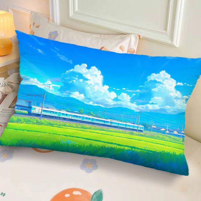 Ins-Style Ink Landscape Dormitory Pillow,Bedside Bedroom Pillow Gift,Nap Creative Living Room Sofa Cushion