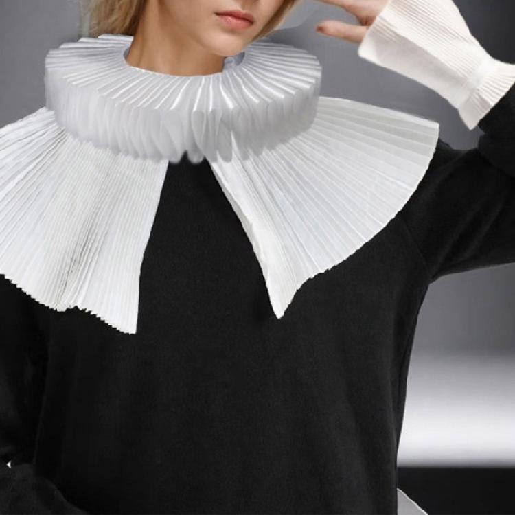 Victorian Ruffled Neck Cuff False Collar and Faux Wrist Cuffs Set for Halloween Costumes and Historical Role Play Event